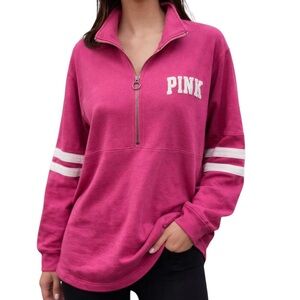 Victoria's Secret PINK Women's Oversized Half Zip Sweatshirt Pink M